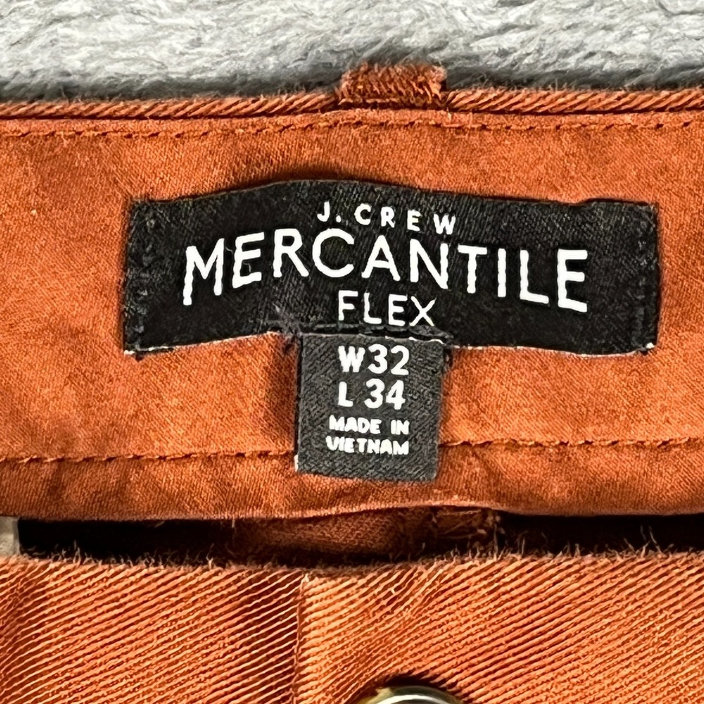 J Crew Mercantile Flex Pants Men 32x34 Terracotta Skinny Leg Slim Fit Flat Front - Picture 2 of 6